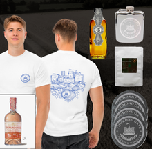 Load image into Gallery viewer, Christmas Hamper T-Shirts, Coasters, 200ml John Wolfe Ambrose, Hipflask, &amp; Cask aged Coffee